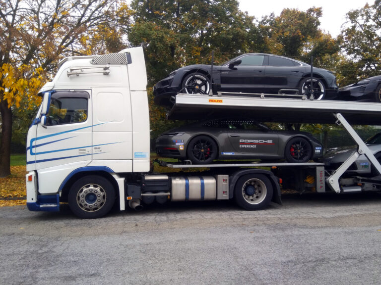 Cesaro Group | The Porsche Taycan being transported by Truck 8